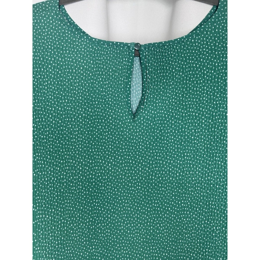 Adrianna Papell Top Size 2X Green Polka Dot Ruffle Sleeve Textured Stretch - Picture 8 of 8